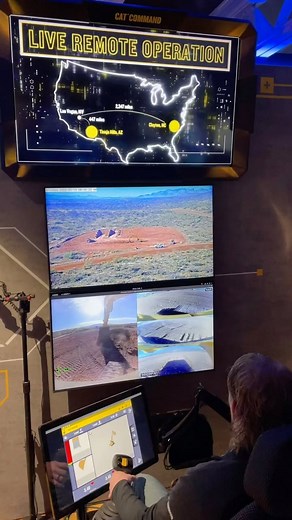 Earthmovers Media on Instagram: "The Cat folks remotely operating an Excavator in Arizona and Skidsteer in North Carolina. They put on a great demo of their Cat Command technology at Conexpo 2023, did you get a chance to run the one of the pieces (excavator, dozer, skidsteer, or wheel loader) remotely from Las Vegas?"