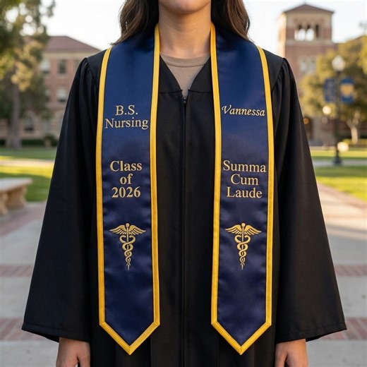 Custom Embroidery Graduation Stole, Personalized Graduation Sash, Nursing Graduation Stole, RN Grad Stole, Custom Nursing Honors Stole - Etsy