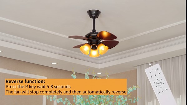 Ceiling Fans with Lights - 24" Small Farmhouse Ceiling Fan with Remote and 4 Blades, 6 Speeds and Timing, Rustic Low Profile Ceiling Fan Light for Indoor, Bulbs Included