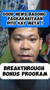 BAGONG PAGKAKAKITAAN DITO KAY META!! Are you a content creator looking to turn your creativity into CASH? 💵 Meta’s Breakthrough Bonus Program is your golden opportunity to monetize your content on Instagram and Facebook. ✨ Here’s How It Works: 📌 Post Reels on Instagram or Facebook. 📌 Earn up to $5,000 in just 90 days for your creativity and engagement. 📌 Grow your audience AND your wallet – all while doing what you love. 💡 Whether you’re a TikTok pro ready to expand your reach or a new crea