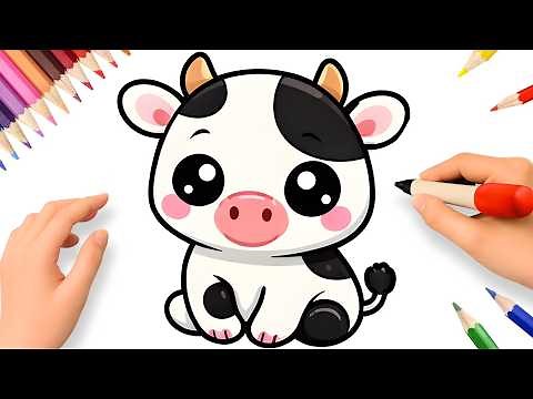 HOW TO DRAW A CUTE COW KAWAII EASY 🐮💗