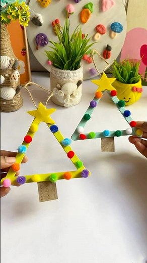 Craft stick Christmas tree | craft ideas 🧿🩷 #artscraft #craftideas #satisfying #christmas #tree