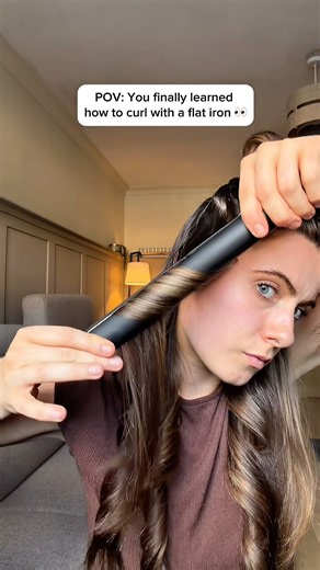 The EASIEST way to get perfect curls with a flat iron #hairtutorial #beautyhacks