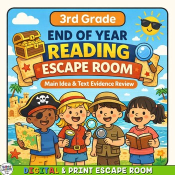 3rd Grade End of Year Reading Escape Room | Main Idea, Text Evidence Review