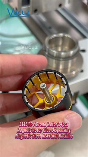 Vacuz Machine on Instagram: "3115 FPV Drone Motor Rotor 14pcs Magnets Rotor Glue Dispensing Magnetic Steel Insertion Machine #Vacuz #MotorWindingMachine #StatorWindingMachine #DroneMotorWindingMachine #DroneStatorWindingMachine #MotorMagnetsInsertionMachine #MotorShaftPressingMachine #RotorBalancingMachine"