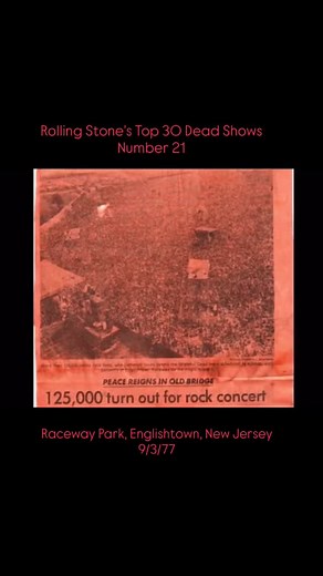 The Grateful Dead's September 3, 1977 show at Raceway Park in Englishtown, New Jersey was their first in three months, following a car accident that had sidelined drummer Mickey Hart. More than 102,000 tickets were sold -the biggest crowd the band had drawn up to that point - turning the small town into a sea of Deadheads. With parking at the venue scarce, locals rented out their driveways, and some fans abandoned their cars miles away and walked in. The band delivered an intense set, including