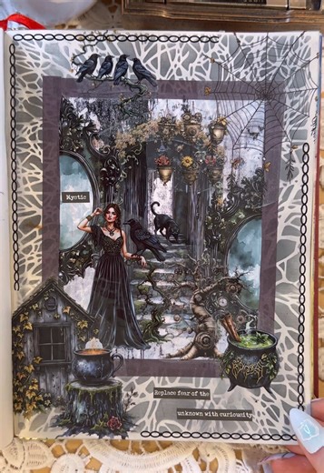 Haunted forest vibes 🏚️👻🌳PET tapes are from @Stackedpositivity! PET names in order of appearance: Vintage Rust, Horror Mansion and Trees of Time. #scrapbook #asmrjournal #scrapbookasmr #junkjournal #junkjournaling