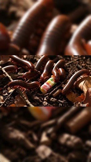 Millipede eat jelly candy rainbow #animals #newbo #shortsvideo