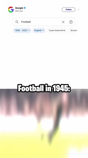 Meme Page on Instagram: "This video is a humorous internet meme that combines a modified data visualization with a deepfake-style edit. The top half features a Google Ngram chart showing a massive, fictional spike in the usage of the word "football" in 1945, while the bottom half depicts a soccer match where a player's face has been replaced with that of Adolf Hitler. The joke uses dark humor to ironically suggest that the high-stakes historical events of 1945 were actually related to the figure