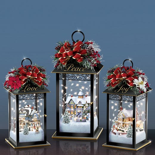Get in the spirit of the season with a Thomas Kinkade lighted centerpiece. Shop Now! https://bit.ly/3u9Tmug | The Bradford Exchange