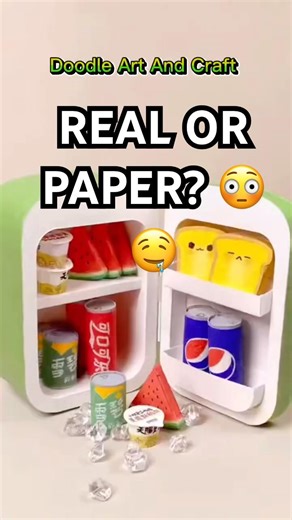 Mini Paper Fridge with Realistic Food | DIY Miniature Paper Craft 😳😱 (try it) #shorts