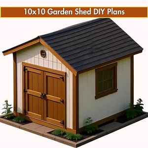 10x10 Shed Plans with Exterior Door - Garden Sheds Blueprints Instructions, PDF Woodworking ideas Digital Download, outbuilding blueprint