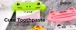 LOVEINUSA Cute Toothpaste Dispenser for Kids, 4PCS Cartoon Animal Tooth Paste Tube Squeezer Roller for Kid Toothpaste Facial Cleanser Creams