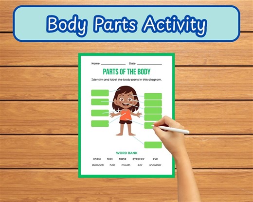 Body Parts Labeling Worksheet for Kids | Human Body Activity | Preschool & Kindergarten Learning - Etsy