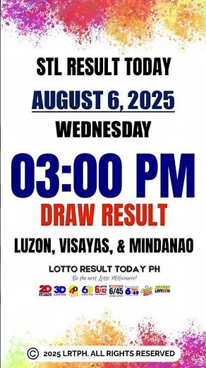 STL Result Today 3PM Draw August 6, 2025 - STL Luzon, STL Visayas, STL Mindanao #shorts