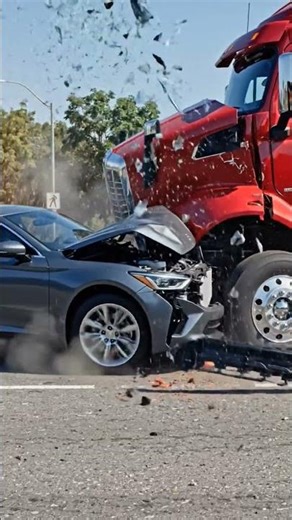 Car crash with a Truck #slowmotion #4k #crash #simulation #touchsensitive #motionsimulator