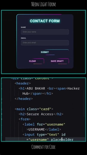 neon lightning submit form using css 🔥 #coding #programming #webdevelopment #shorts #python#css