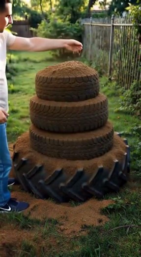 Building a Strawberry Pyramid with Old Tires 🍓 | Ultra Realistic Backyard Timelapse