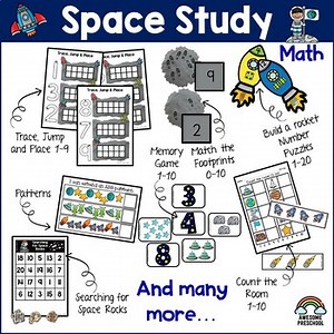Outer Space Math Centers - Counting, Patterns, and Number Games for Pre-K & K
