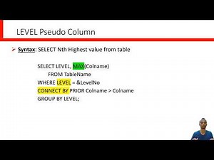 Pseudo Columns: LEVEL