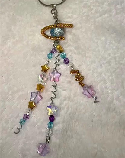Handmade Saturn Keychain: Crystal Beaded Space Charm - Etsy