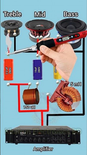 3 way speaker crossover circuit diagram #shorts