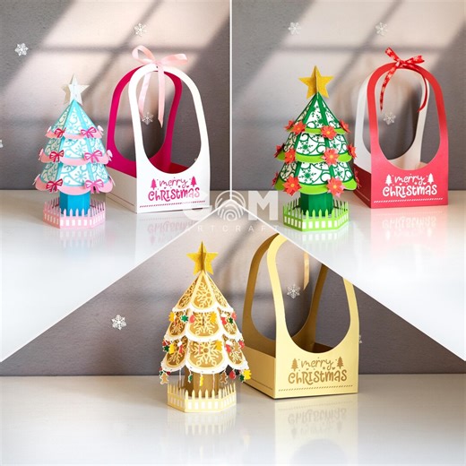 Set 3 Christmas Tree, Christmas Tree Gift Box, DIY Christmas Ornaments, Paper Cut Template for Christmas - Etsy Australia