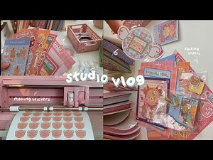chill studio vlog 🍡 making stickers & packing orders // asmr