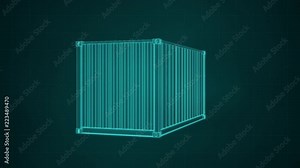 Digital container box and lines loop Animated