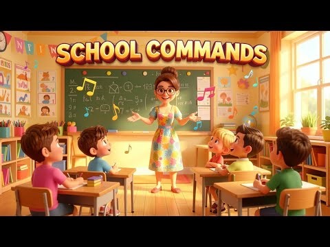 🚀 School Commands Song for Kids 🎵 | Learn Classroom English (Stand Up, Sit Down) ESL