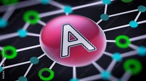 Letter A. Circuit board in the screen. Looping footage with codec Prores 4444.