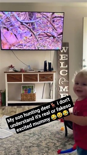 My son hunting deer🦌 i don't understand it's real or fakeso excited mummy 😂#funnymoments#cute#laugh