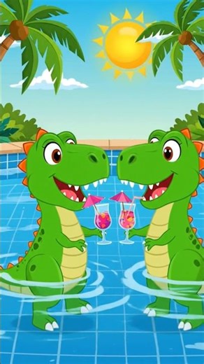 T-rex enjoying drink in swimming pool #dinosaur #shorts