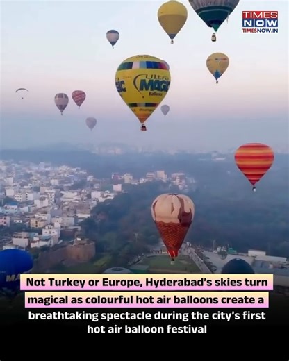 Hyderabad’s first Hot Air Balloon Festival is underway from January 16 to 18 as part of Sankranti celebrations, featuring nearly 18 internationally certified balloons. The event offers morning flights over the city and evening night-glow shows, drawing strong public interest, with all activities reported to be safe despite a minor technical incident. 📹 - @thakur.tarunn | TIMES NOW