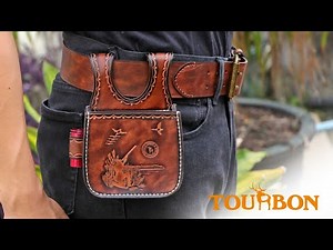 TOURBON Vintage Leather Ammo Pouch Belt Shotgun Shell Holder for Sporting Clay Trap Skeet Shooting
