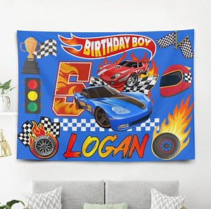 Custom Race Car Birthday Banner Decoration, Personalized Racecar Party Backdrop - Etsy