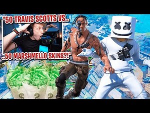 I got 50 TRAVIS SCOTT vs 50 MARSHMELLO SKINS to scrim for $100 in Fortnite... (high kill scrims)