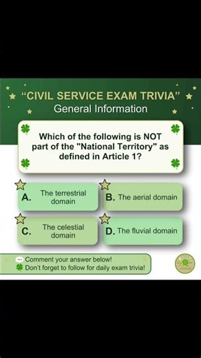 📚 🇵🇭Civil Service Exam Trivia #3 | General Information Challenge | Article I - National Territory 🧠✨