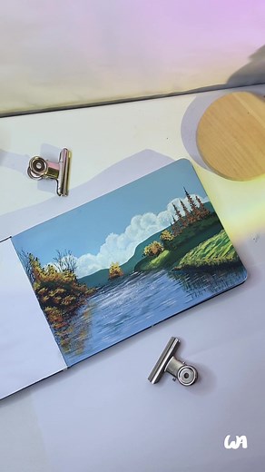 Simple River Painting Tutorial with Clouds and Reflections
