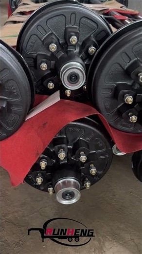 Brake-equipped trailer axle, brake drum center size: 83 inches.📬WhatsApp：+86-138 6452 4745