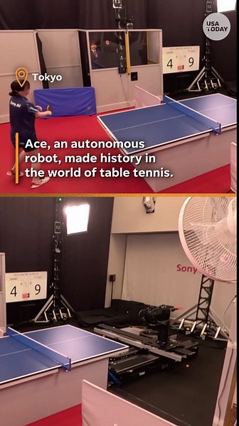 See Sony AI robot play against elite ping pong player