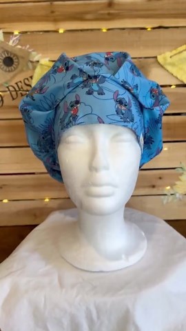 Blue Alien Stitch Womens Scrub Hat: 100 Percent Cotton, Adjustable Bouffant Style Surgical Hat - Etsy