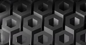 A slow moving 4K looping background design animation of 3D hexes.