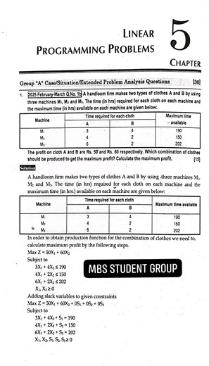 MBS STUDENT GROUP | Chapter 5 Linear Programming Problem [LPP] | Facebook