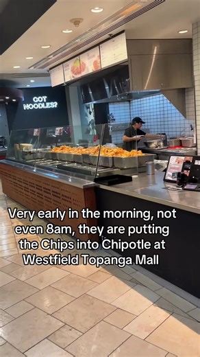 Chipotle at Westfield Topanga Mall in Canoga Park, CA. They are getting busy bright and early at Chipotle.#chipotle #mall #food #foodtiktok #canogapark
