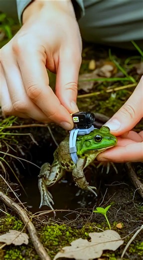 Bullfrog POV 🐸 Tiny Camera Inside Secret Underground Frog Colony! #shorts