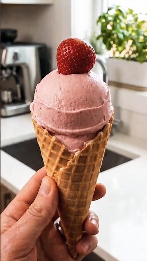Creamy Strawberry Ice Cream Cone | Satisfying Dessert