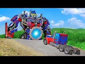 Giant OPTIMUS PRIME PORTAL TRAP - BeamNG Drive Transformers Challenge