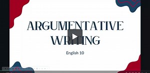 Intro to Argumentative Writing