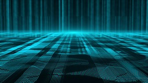 Download Royal blue color digital data flow particles cyber technology futuristic background, glowing Royal blue color digital optical light rays for free